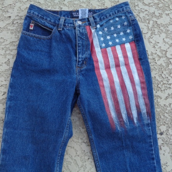 Vintage Guess jeans american flag Mom JeansSize … 4th of July